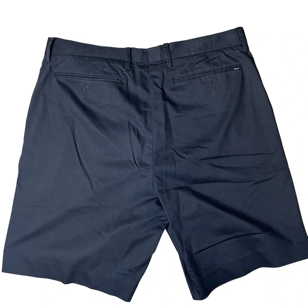 Polo Ralph Lauren Chino Shorts Mens 36 Navy Blue Stretch Classic Fit Flat Front